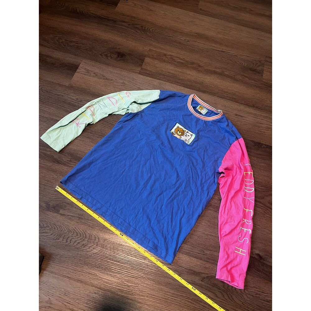 Teddy Fresh x RIPNDIP Long Sleeve Shirt Mens Large Colorblock